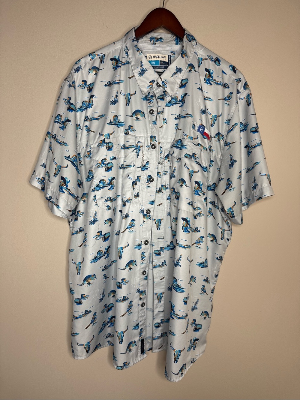 Magellan Outdoors Texas Theme Short-Sleeve Button-Up Shirt